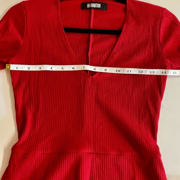 Reformation Sara Cherry red  mini dress.88% tencel 12% spandex.Like new.Size S - Picture 10 of 16
